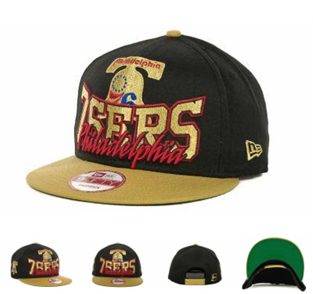 NBA Philadelphia 76ers Black Gold Hats